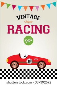 vintage classic sport car fun racing vector illustration