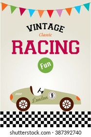 vintage classic sport car fun racing vector illustration