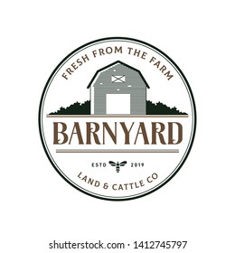 Vintage classic stamp badge barn illustration logo design