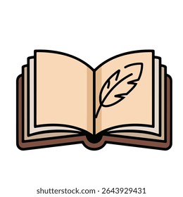 Vintage estilo clássico Livro aberto com pena ilustração simbolizando escrita educação e conceito de literatura