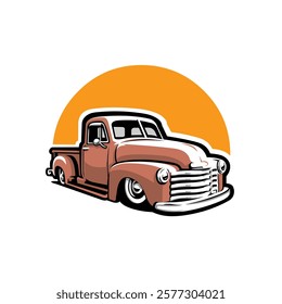 Vintage Classic Truck Vector Art Illustration