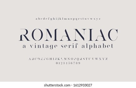 Vintage and classic typography font set design. Vector illustration typeface alphabet. Romance serif fonts collection