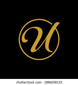 Vintage-Klassiker des U-Anfangsbuchstaben in Kreis Vektor-Logo-Vorlage Design von adipra