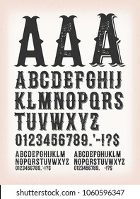 Vintage Classic Western And Tattoo ABC Font/
Illustration of a set of retro western design abc typefont, in regular, grunge and shadow version, also working for tattoo, on vintage background