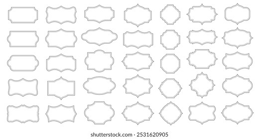 Vintage classical blank frames,retro labels. Big vector set isolated linear elements on white background