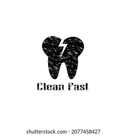 Vintage Cleaner fast logo design with tooth and lighting. Vector illustration