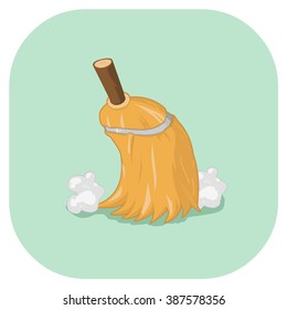 Vintage cleaning and dusting broom.
A vector illustration icon of a Retro broomstick cleaning.
Flat icon spring cleaning concept.