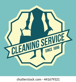 Vintage cleaning service logotype in outlines.