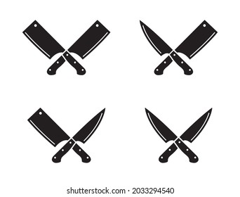 Vintage Cleaver Knife Cross sign Butcher Meat Logo Design Vector