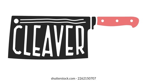 Vintage cleaver knife vector typography Object Illustration