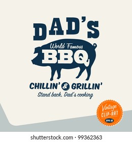 Vintage Clip Art - Dad's BBQ - Vector EPS10.