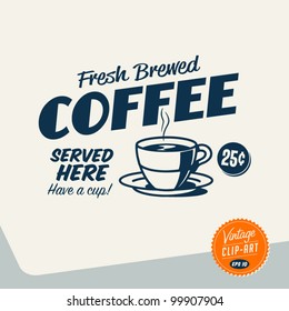 Vintage Clip Art - Fresh Brewed Coffee - Vector EPS10.