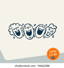 Vintage Clip Art - People laughing out loud - Vector EPS10.
