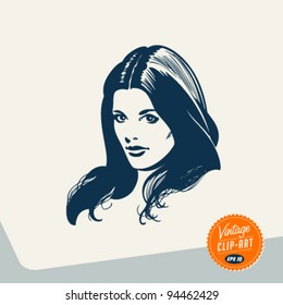 Vintage Clip Art - Woman portrait - Vector EPS10.