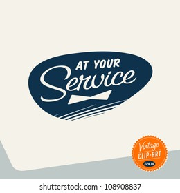 Vintage Clip Art - At Your Service - Vector EPS10