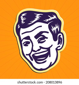 Vintage Clipart: 50s looking handsome and charming portrait of smiling retro man