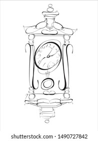 Vintage clock calligraphic design elements