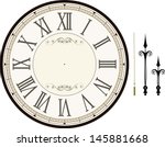 vintage clock face template with hour, minute and second hands to make your own time isolated on white background