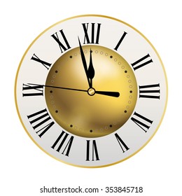 Vintage Clock. Golden sphere. Isolated vector design