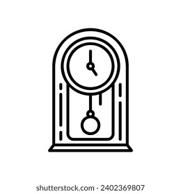 Vintage clock icon with hanging pendulum
