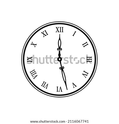 Vintage Clock icon. Symbol watch isolated on white background. Design template closeup. Vector illustration