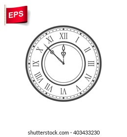 vintage clock icon, vector time sign, isolated watch icon