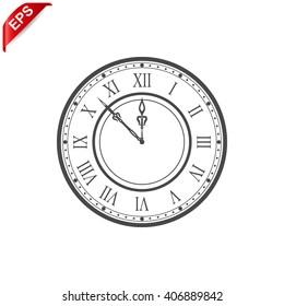vintage clock icon, vector time sign, isolated watch icon