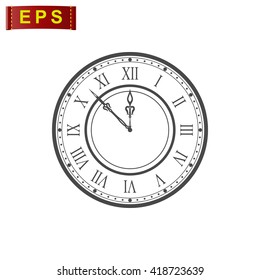 vintage clock icon, vector time sign, isolated watch icon