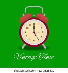 Vintage clock illustration with flat style