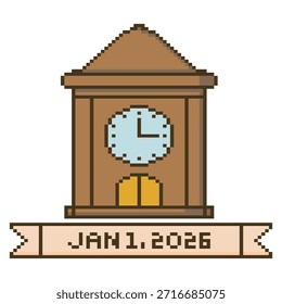 Reloj de Antiguas Año Nuevo Pixel