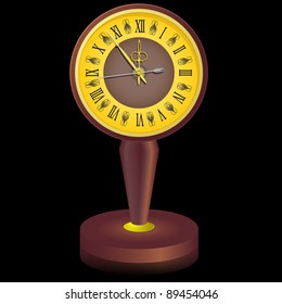 The vintage  clock shortly before midnight. vector.