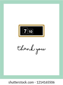 vintage clock thank you card vector.