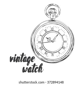 Vintage clock vector. Vector illustration for greeting card, poster, or print on clothes.