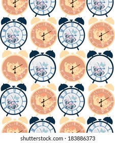 vintage clocks repeated pattern tile in swatches