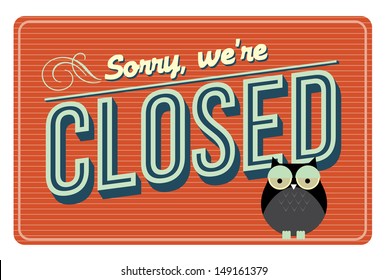 vintage closed signage template vector/illustration