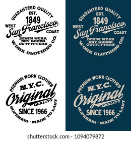 Vintage Clothing Denim Badges Tshirt Designs