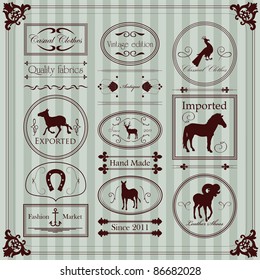 Vintage clothing labels and elements illustration collection
