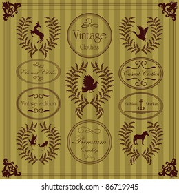 Vintage clothing labels and elements illustration collection