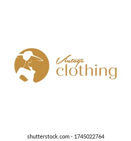 Vintage Clothing Logo. Vintage Dress Logo Template. Fashion Lady Logo. Luxury Clothing Logo.