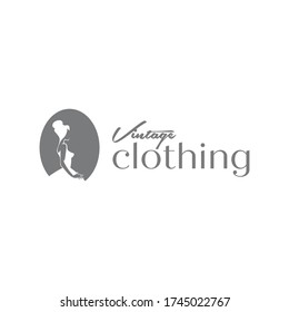 Vintage clothing logo. Vintage dress logo template. Fashion lady logo. Luxury clothing logo.