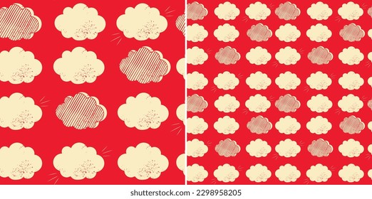 Vintage cloud seamless pattern illustration with comic style design