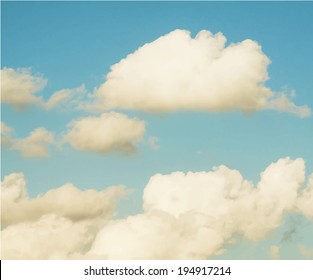 Vintage clouds and sky. Vector background.