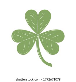 Vintage clover icon with grunge texture. St.Patricks logo design. Vector illustration