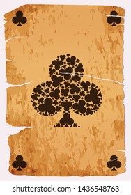 Vintage clubs poker cards, vector illustration