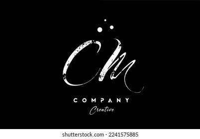 vintage CM alphabet letter logo icon combination design with dots. Creative hand written template for company and business
