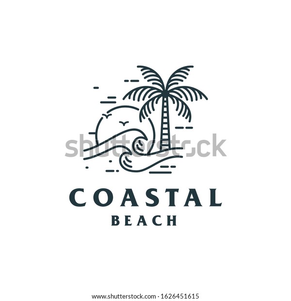 Vintage Coastal Beach Logo Design Stock Vector (Royalty Free) 1626451615