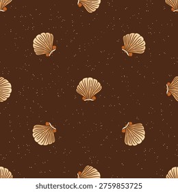 Vintage Coastal Shell Seamless Pattern Subtle Texture Ethnic Tribal Beach Background