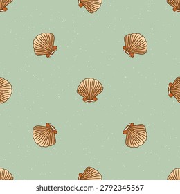 Vintage Coastal Shell Seamless Pattern Subtle Texture Ethnic Tribal Beach Background