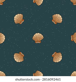 Vintage Coastal Shell Seamless Pattern Subtle Texture Ethnic Tribal Beach Background