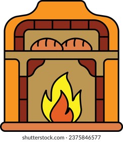 Vintage Cobb oven Baking Bread concept, wood-fired, coal-fired ovens vector icon design, Bakery and Baked Goods symbol, Culinary and Kitchen Education sign, Recipe development stock illustration